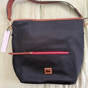 Dooney & Bourke Black and Brown Shoulder Bag